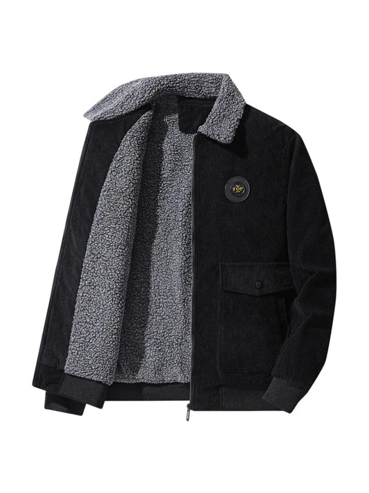 Thermal Lined Zip-up Corduroy Jacket