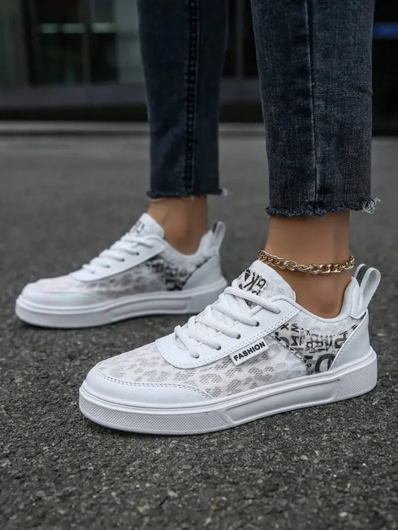 Leopard Patchwork Lace up Sneakers