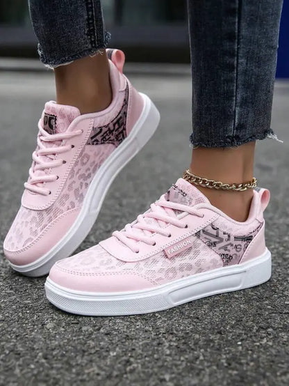 Leopard Patchwork Lace up Sneakers