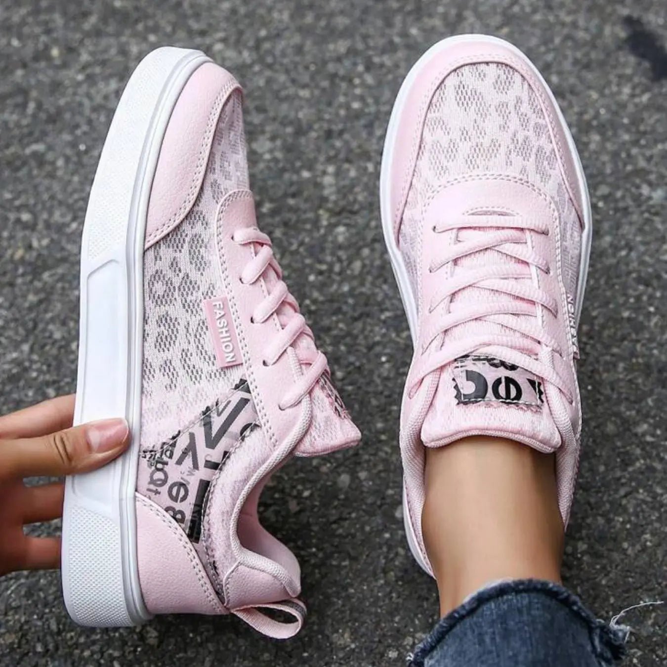 Leopard Patchwork Lace up Sneakers