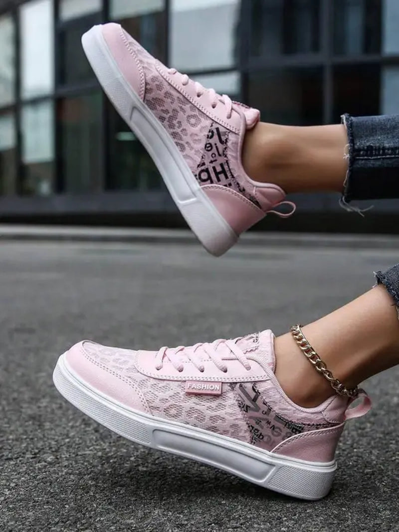 Leopard Patchwork Lace up Sneakers