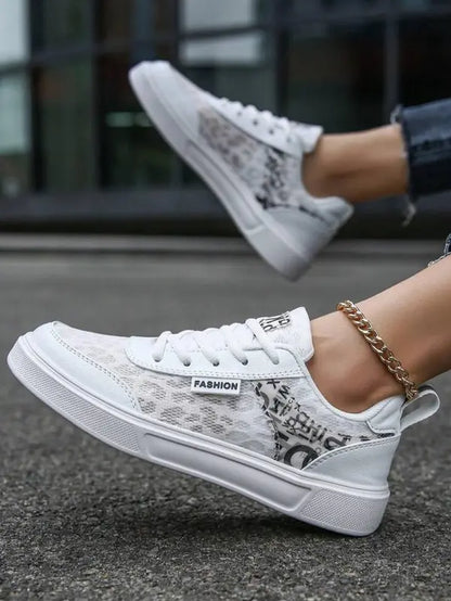 Leopard Patchwork Lace up Sneakers