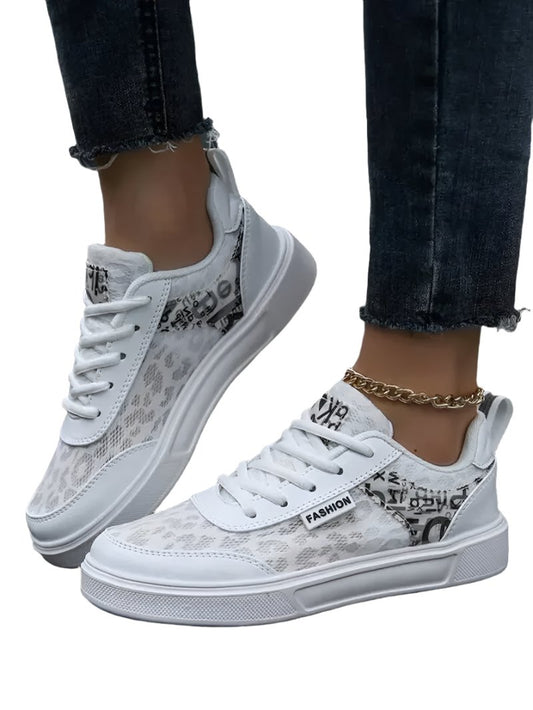 Leopard Patchwork Lace up Sneakers