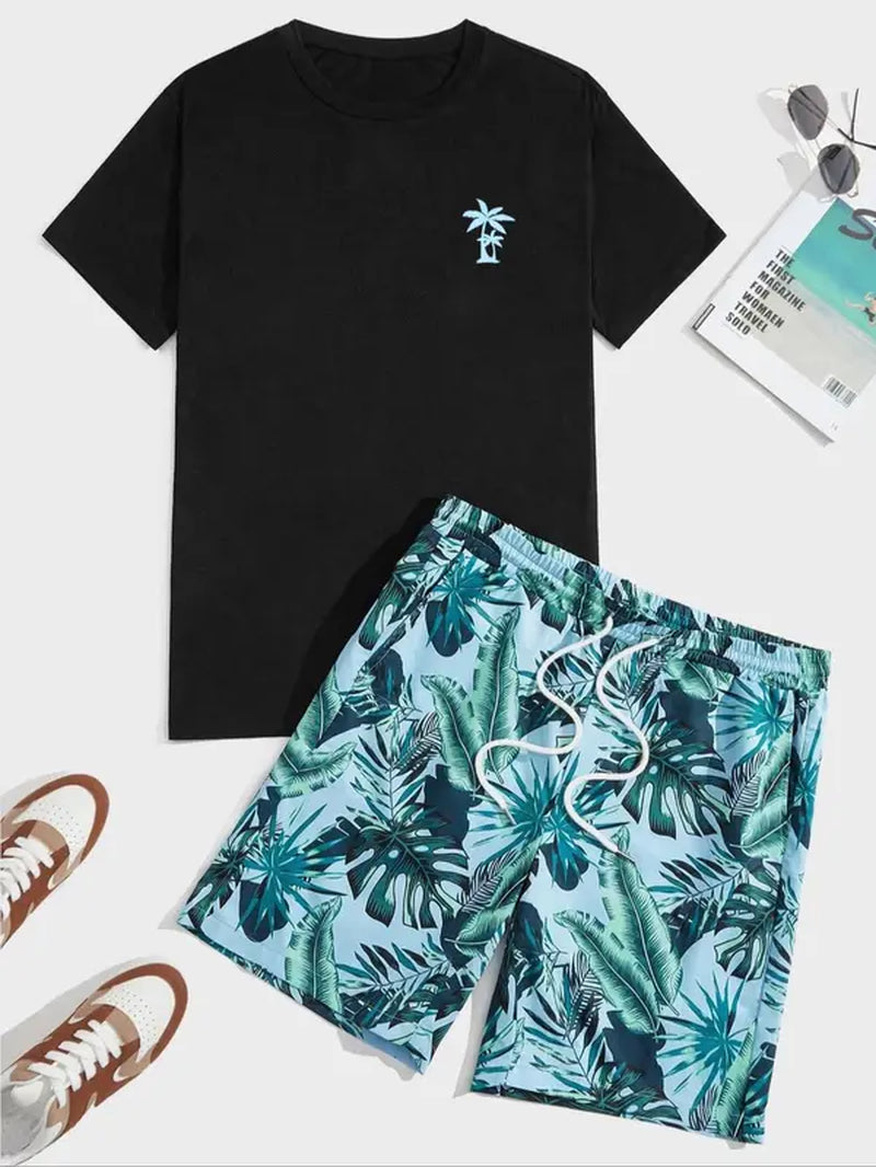 Two-Piece Drawstring Shorts Set