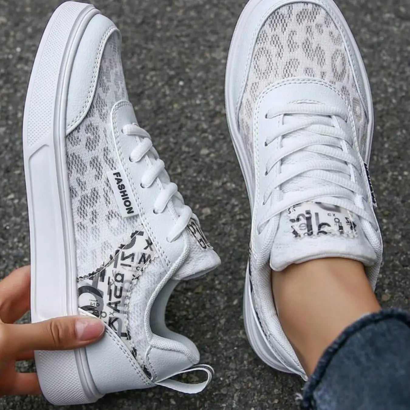 Leopard Patchwork Lace up Sneakers