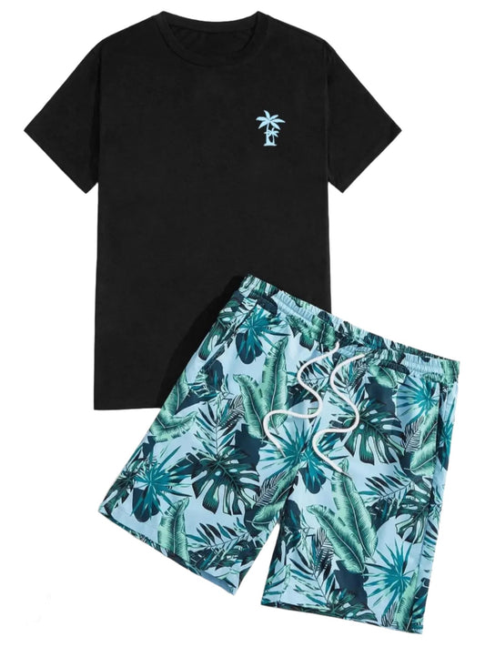 Two-Piece Drawstring Shorts Set