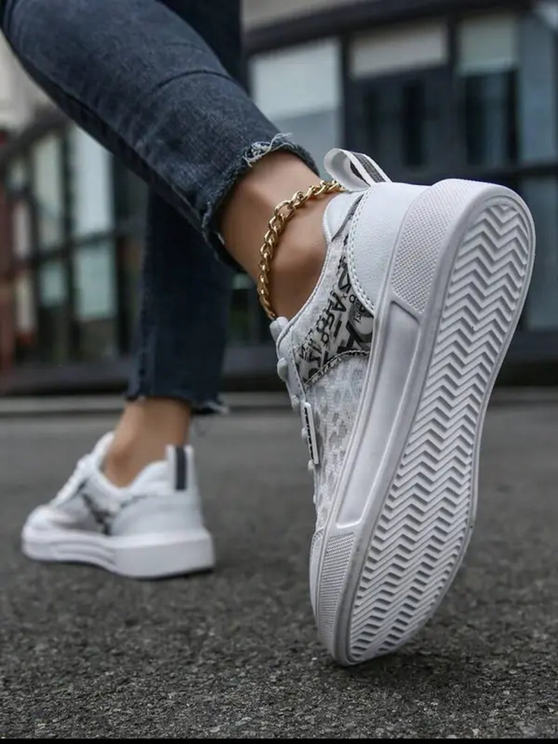 Leopard Patchwork Lace up Sneakers